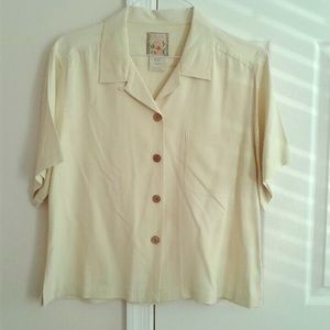 Kylani Bay Woman’s Cream 100% Silk Shirt Size 14